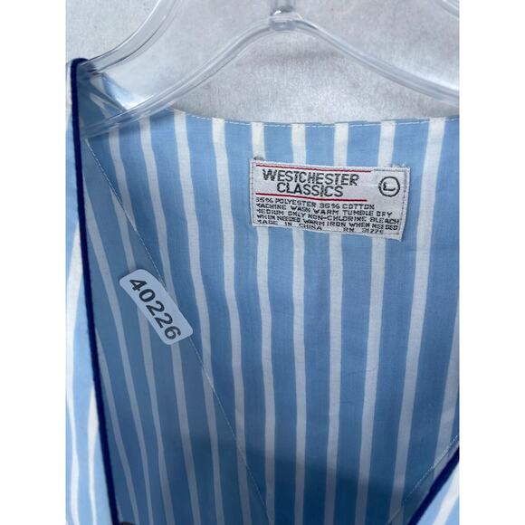 WESTCHESTER CLASSIC Pajama Top Mens L Striped Cotton Blend Button Up V-Neck Blue - Picture 11 of 11